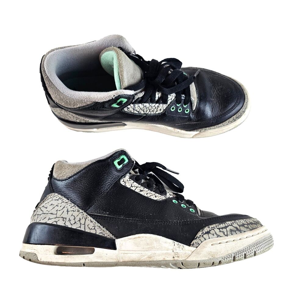 Nike Air Jordan 3 Retro Green Glow Mens 7.5 Black Cement CT8532-031 Shoes